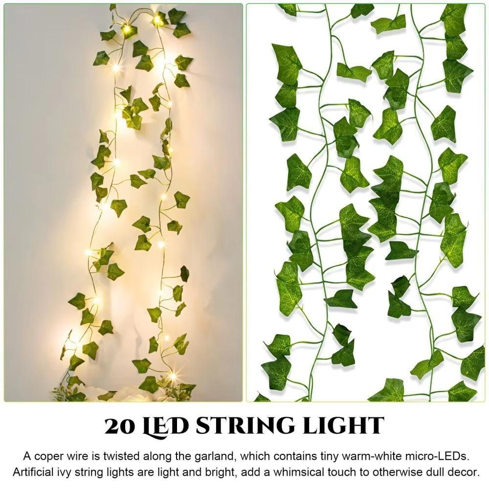 

LED Leaf String Lights Garden Artificial Vine Fairy Lights Garland Battery Powered for Outdoor Wedding Christmas Decorations 20LED