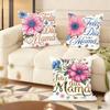 Feliz Dia MaMa Flowers Cushion Cover Natural Linen Organic Fabric DoubleSided Printing Couch Pillow Covers Home Decor