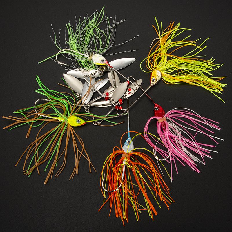 Anti-Snagging Rotating Spinnerbait JIG Whisker Man Long-Cast Lure with Bionic Lead Head and Artificial Fish Bait