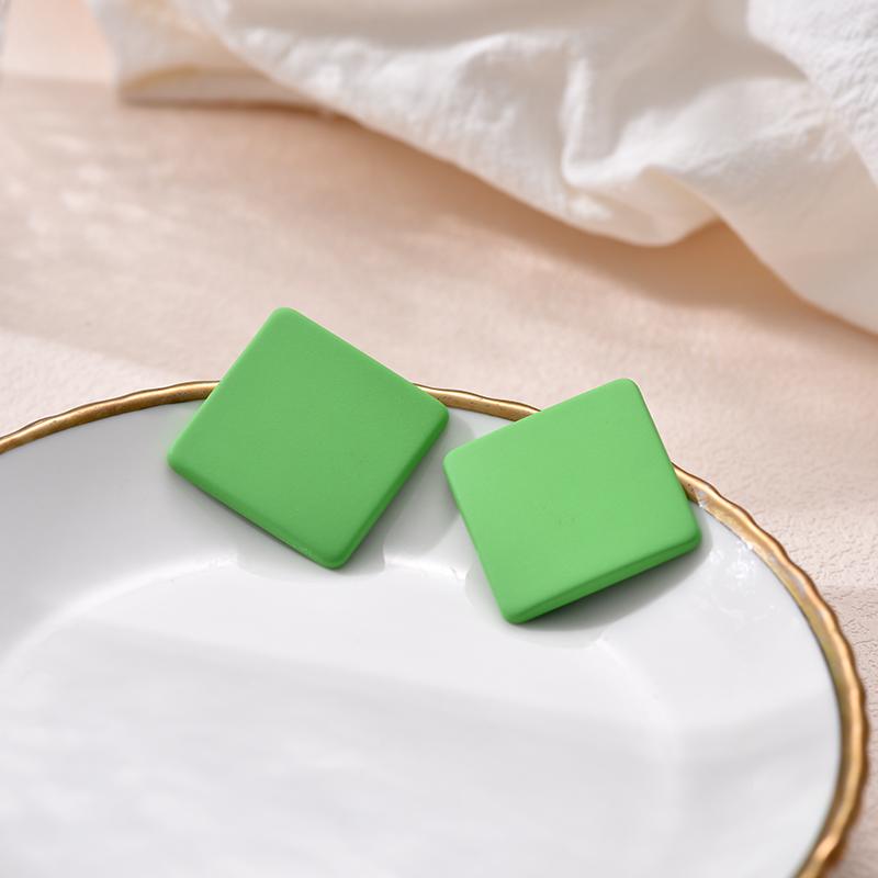 Pendientes Cuadrados de Color Caramelo de Moda Para Mujer Geométricos Grandes Azules Rojos Negros Pintura Escarchada INS Coreanos de Acrílico Sólido