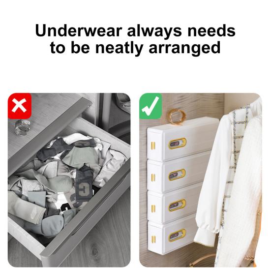 Yousheng Socks Bra Organizer Box Multiple Compartments Easy To Install Wall Mount Self Adhesive Underwear Storage Box Pull-out Closet Organizer