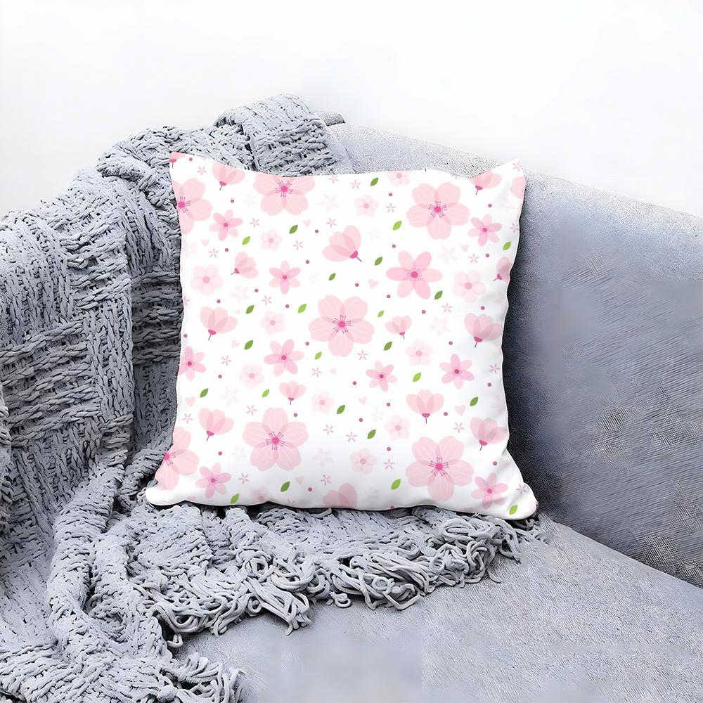 Sweet Light Pink Petals Pattern Cushion Cover Premium Comfort Reversible Pillow Cov in One Design for Any Room Car Interior