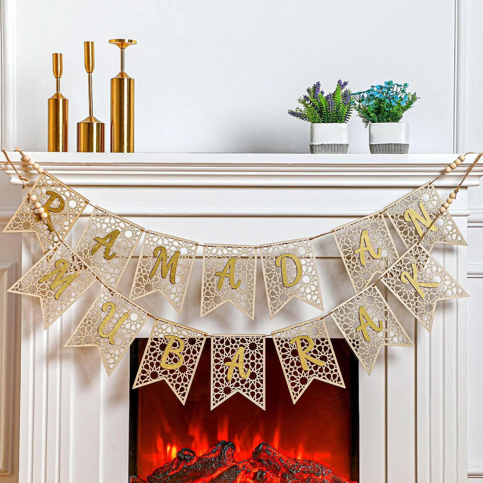 

Eid Decoration Ramadan Wooden Mubarak Banner Decorations Eid Festival Party Decoration Party Supplies For Household Decoration