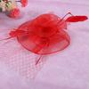 Ladies Gauze Hat Bridal Wedding Birdcage Fascinator   Hair Accessory (Red)
