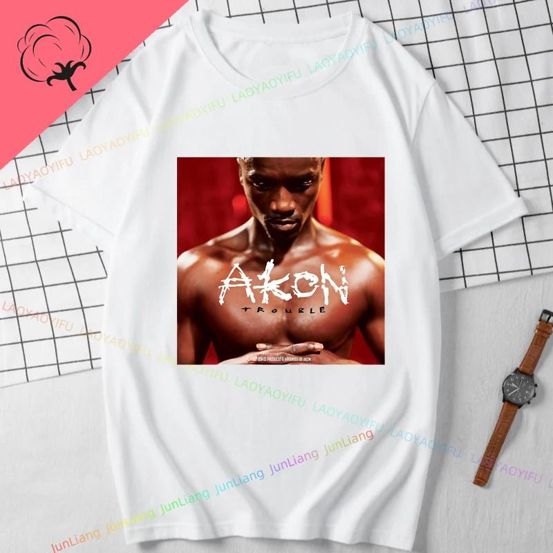 Najlepsze z Akon Klasyczna Okładka Albumu Najlepsze Ubrania Y2k dla Kobiet Męska Koszulka z Nadrukiem Luźne i Dopasowane Damskie Goth