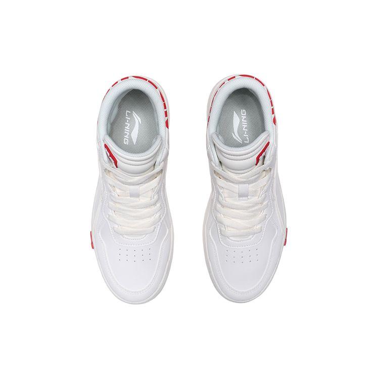 Li Ning We Wo Wrap Warm Non-Slip Mid-Top Skate Shoes Women skate shoes White Red AGCQ238-1