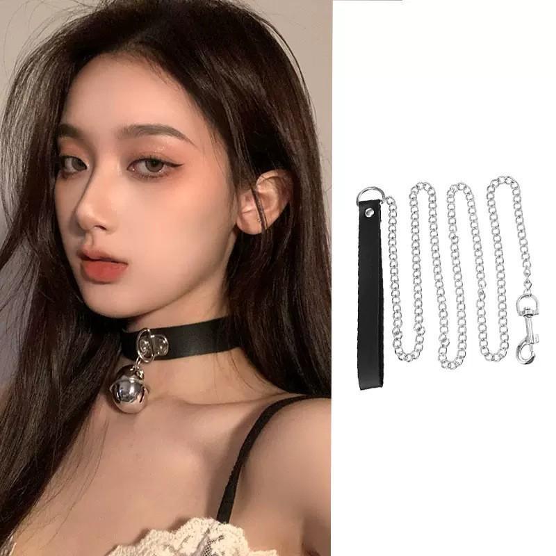 Unisex Leather Punk Chain Choker Necklace: Edgy, High-End Design