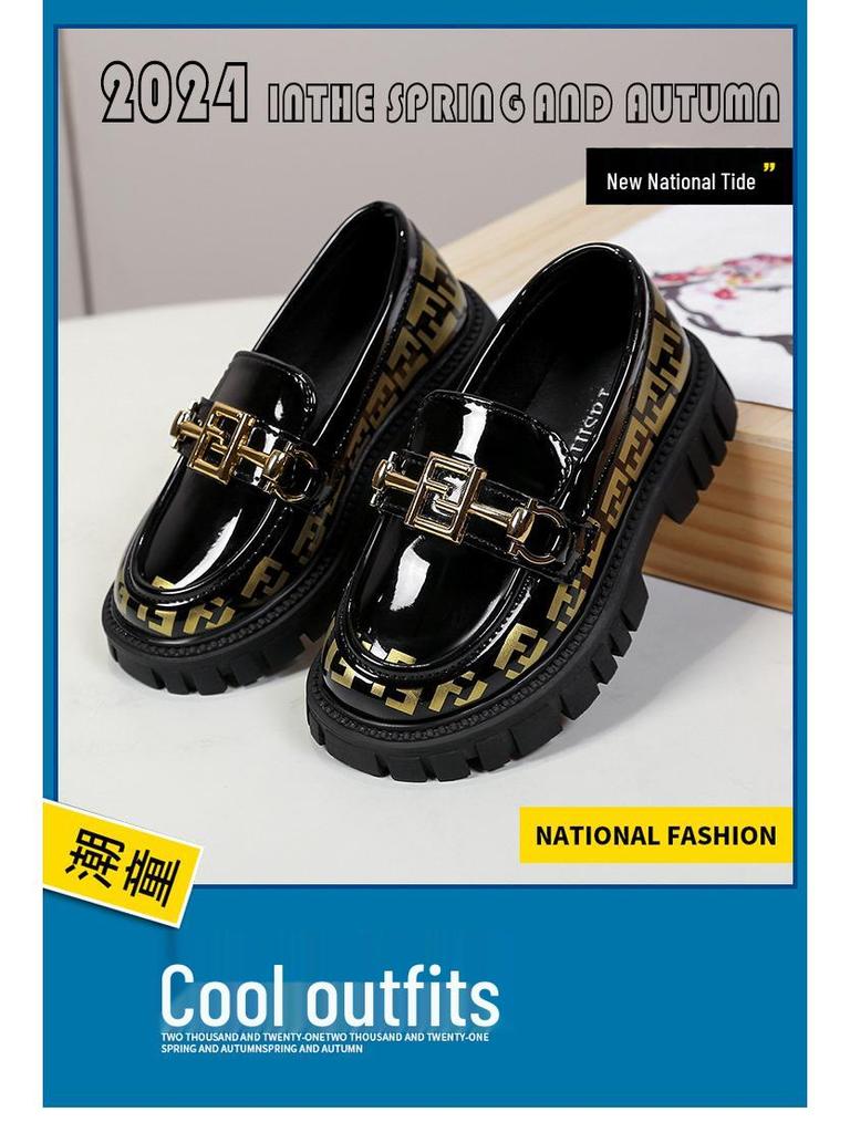 Mädchen Lackleder Slipper - Frühling 2025: Schwarze Slipper Modische Studentenschuhe