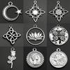 Шарми Зірка Місяць Вузол Відьми Нержавіюча Сталь Готичні Прикраси Матеріали для Виготовлення для Жінок Чоловіків Сріблястий Квітковий Підвіс