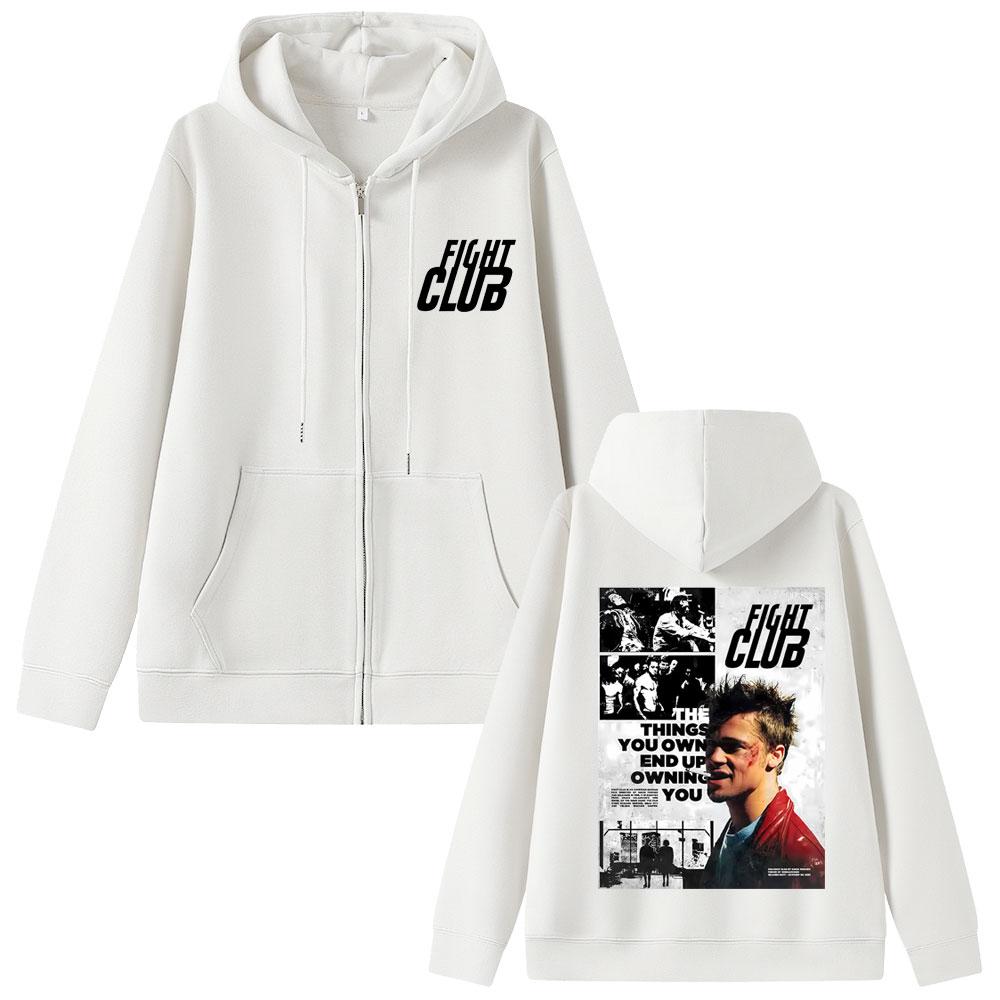 TV Fight Club The Things You Own End Up Owning You Graphic Zipepr Hoodie Men Women Oversized Zip Up Hoodies Coat