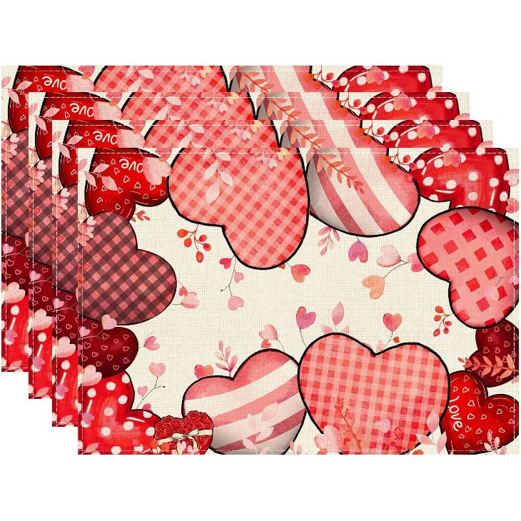 XCHI Love Hearts Valentine's Day Table Runner Table Decoration for Party Home Kitchen Dining Holiday Decor 13x72 Inch