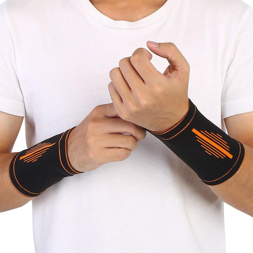 1 Pair Black Unisex Sports Nylon Wrist Support Protector Guard Protective Wristband