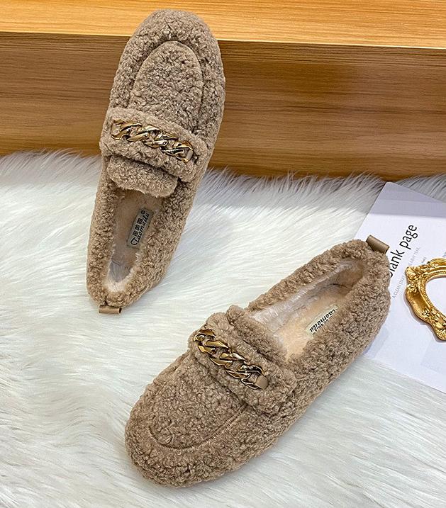 Women Fur Boots Cotton Slippers Women Winter New Style Bag Heel Home Warm Non Slip Plush Cotton Shoes For Women Wearing Outside