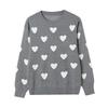 Women's Heart Shape Jacquard Knit Sweater - European & Korean Style, Loose Fit for Autumn/Winter