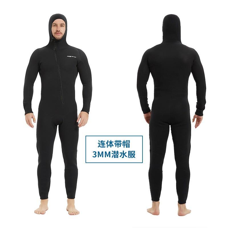 3mm Fullsuit Hooded Wetsuit Scuba Diving Snorkeling Freediving Surfing Warmth Protection Unisex Adult