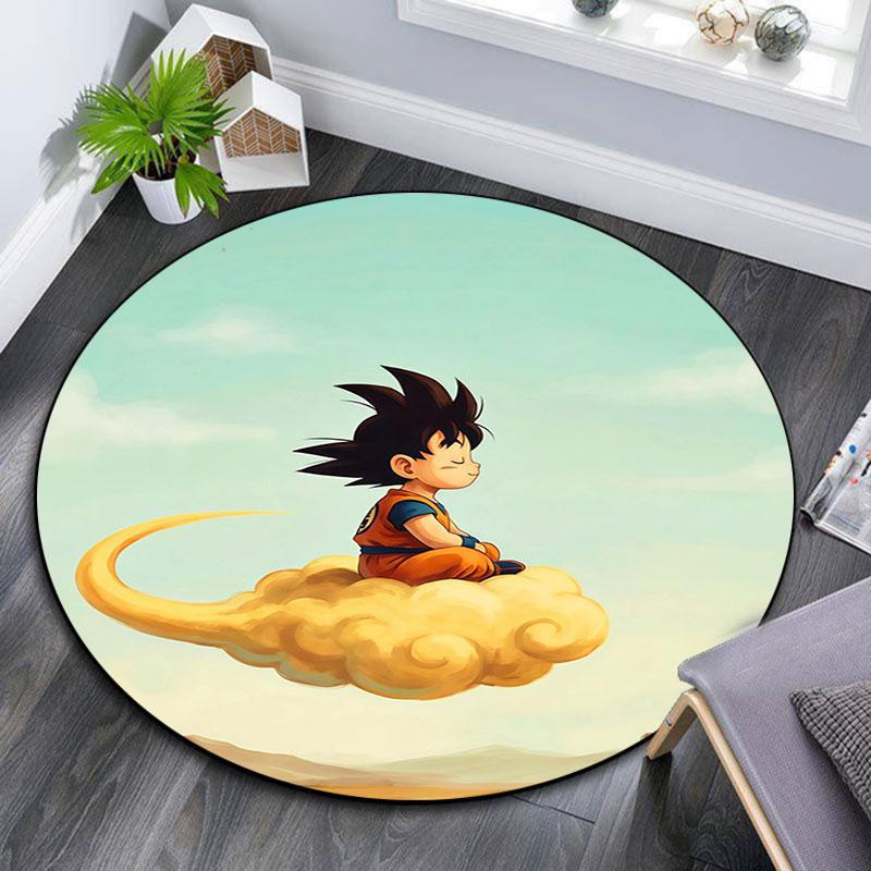Goku Cartoon pattern round rug,Carpet Rug for Living Room Bedroom Playroom ,Non-slip Floor Mat,Holiday Gifts and Birthday Gifts.
