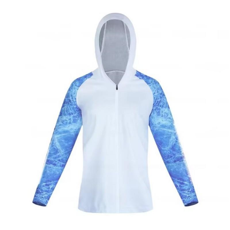 Long-sleeved Hooded Outdoor Sports Fishing Suit Anti-ultraviolet Quick-drying Breathable Zipper XL
