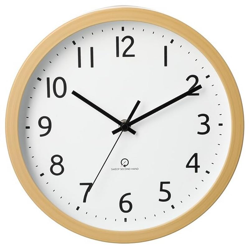 NITORI Silent Second Hand Wall/Desk Clock SW 001FR, 26cm Diameter, Natural, 8172746