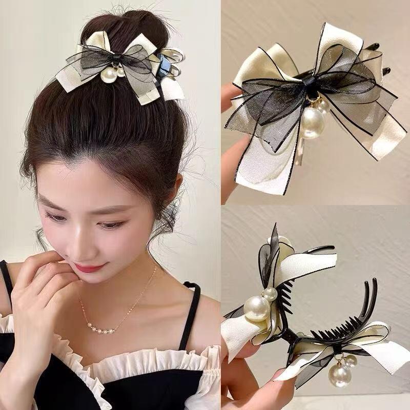 Korean Style High-End Bow Claw Clip for Bun and Ponytail Hairstyles