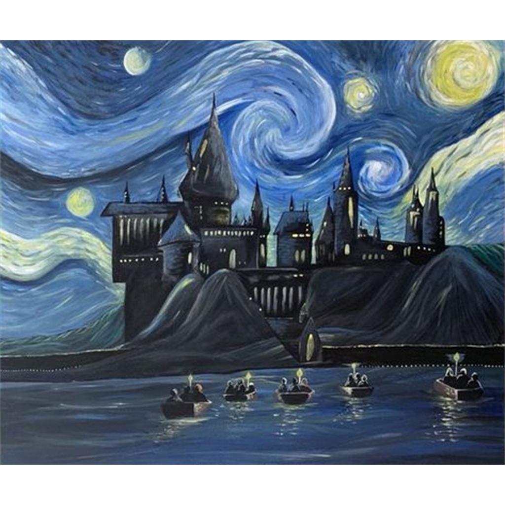 Zamek Harry'ego Pottera Magia Diamentowe Malowanie Sztuczna Mozaika Haft Krzyżykowy Łazienka 5D DIY Wzór Artystyczny Tworzenie