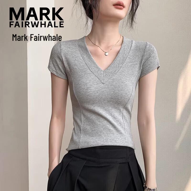 Mark Fairwhale Women's V-Neck Slim Fit Short Sleeve T-Shirt