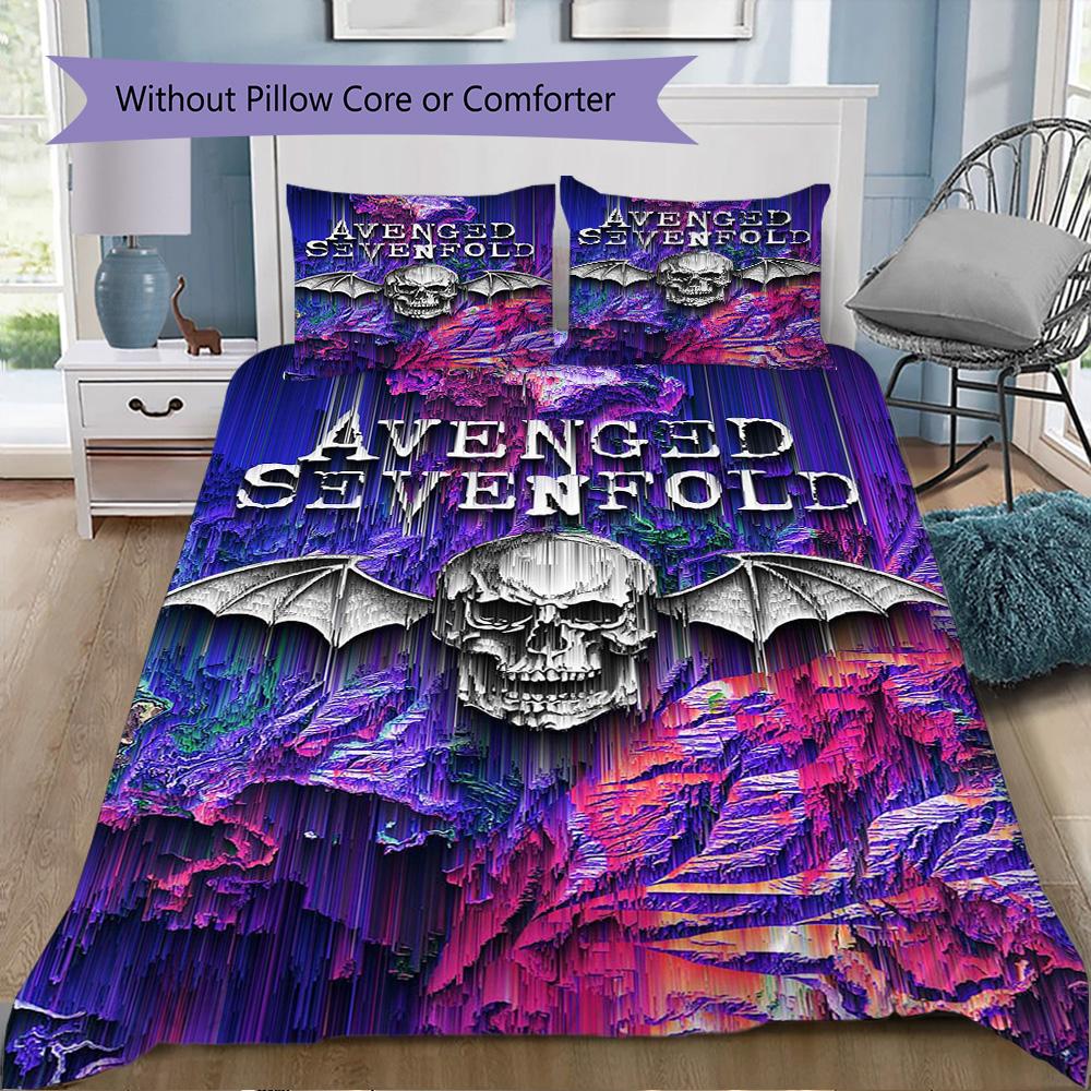Avenged Sevenfold Pattern Bedding,Quilt Set Quilt Cover Pillowcase Home Birthday Gift (1*duvet cover+2*pillowcase,without core)SSJT0917545