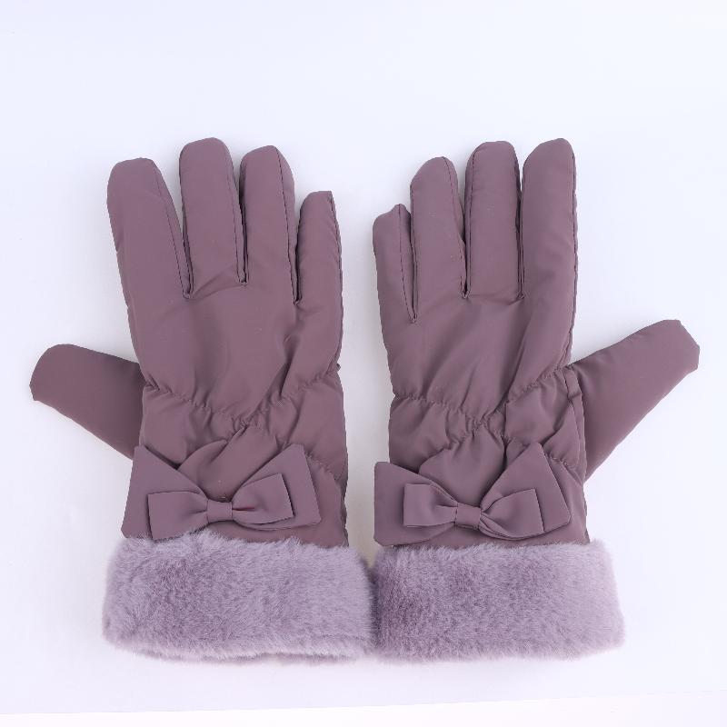 Ski Gloves Women Winter Fleece Thickened Warm Plush Cotton Waterproof Touch-Screen Gloves For Outdoor Riding Mountaineering