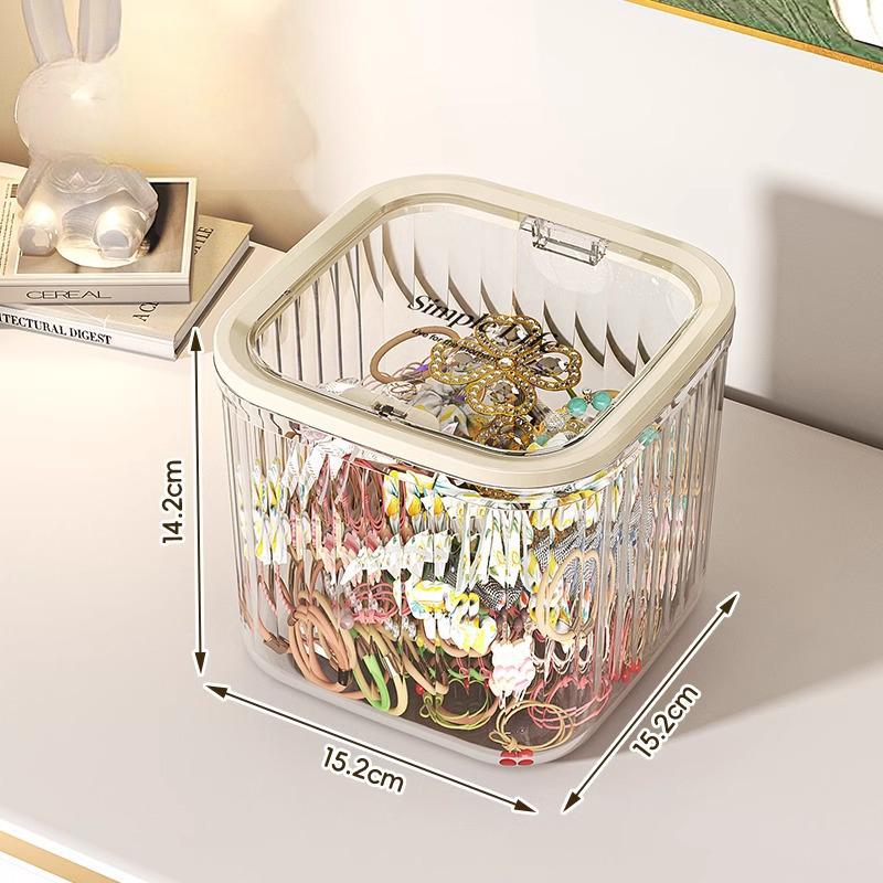 New Mini Desktop Storage Box with Lid Dust Proof Hair Accessories Organizer Makeup Sundries Bucket Holder Case Desktop Trash Can