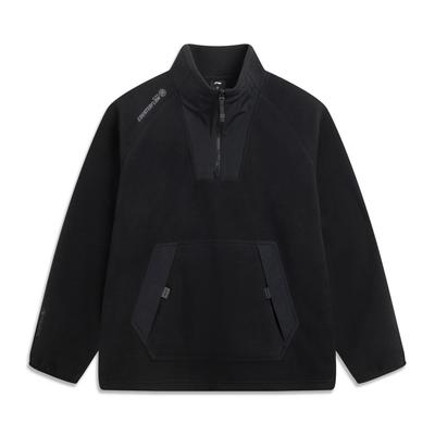 Men's Coat Li Ning Outdoor CF Tracing, Fleece Lined Thermal Loose Fit Pullover Polar Fleece Coat Men's