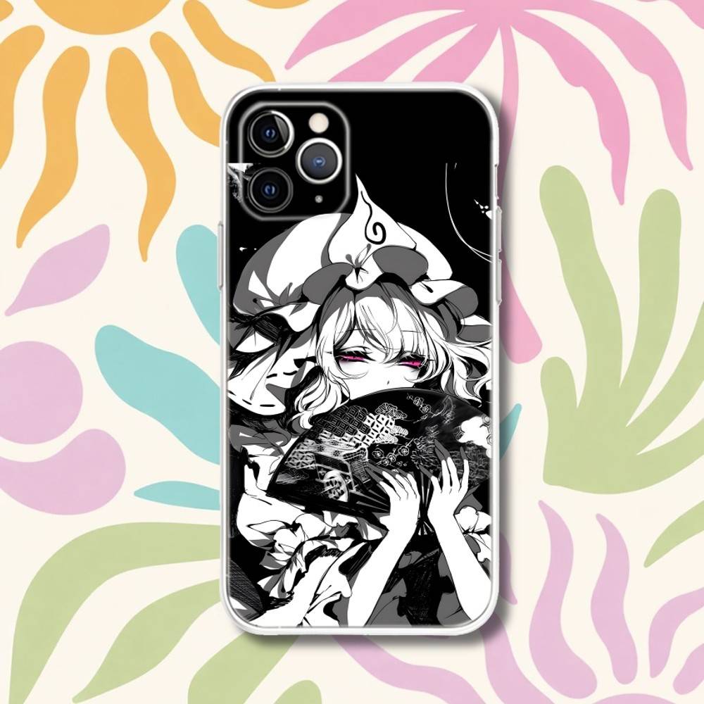 Saigyouji Y-Yuyuko Anime Phone Case For iPhone 17,16e,16,15,14,13,12,11 Mini Pro Max X,XR,XSMAX 8,7 Air Plus Transparent Soft