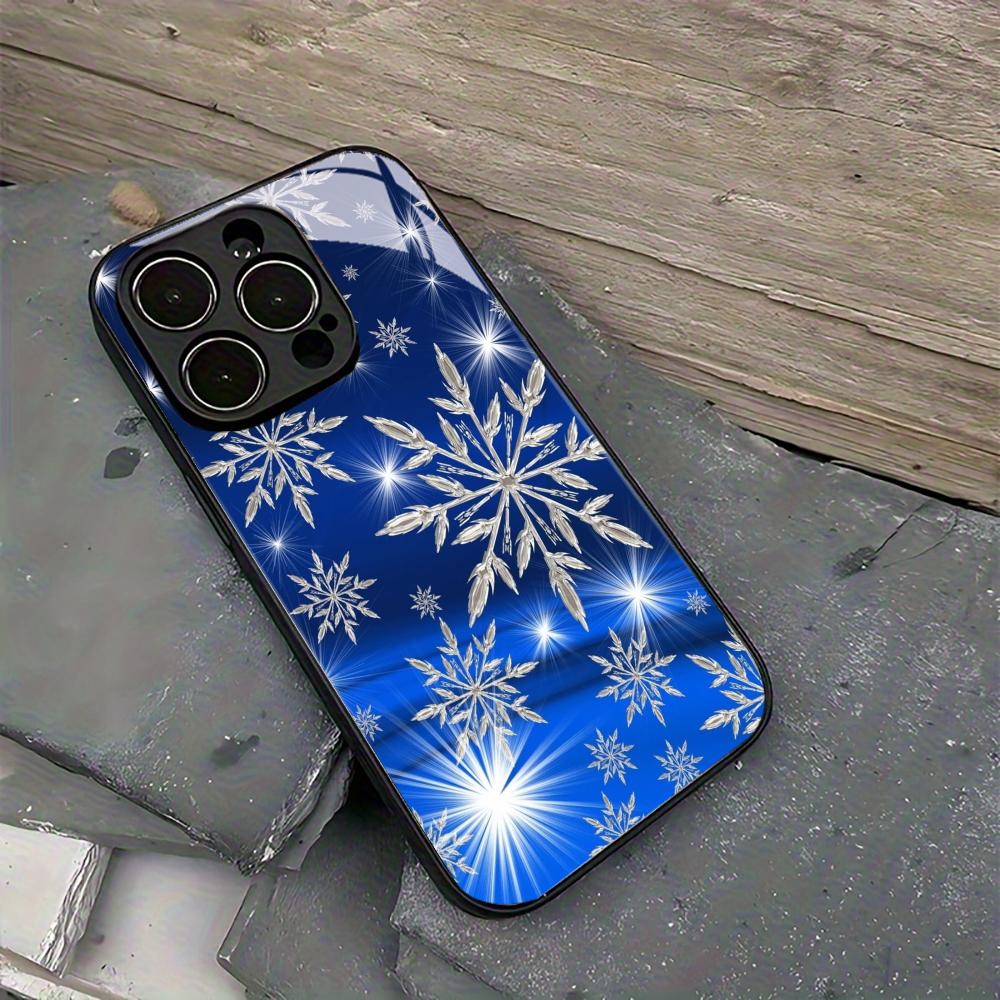 Husă de telefon din sticlă securizată cu fulg de zăpadă de Crăciun Pentru iPhone 17 16 Pro Max 15 14 13 12 Rezistentă la șocuri Capac Spate Dur Carcasă Telefon