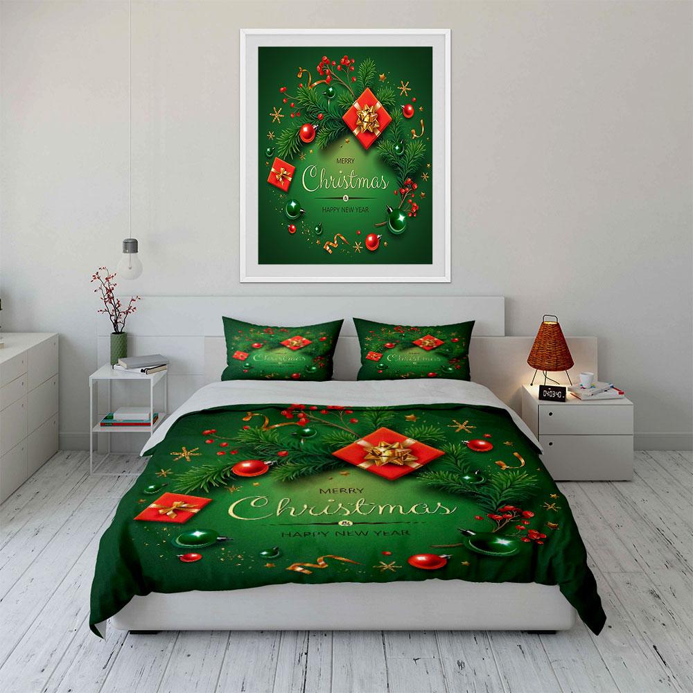 Christmas Tree Gift Decorations Bedding Duvet Cover Set Duvet Cover Pillowcases (1*Duvet Cover 2*Pillowcases, without duvet insert)