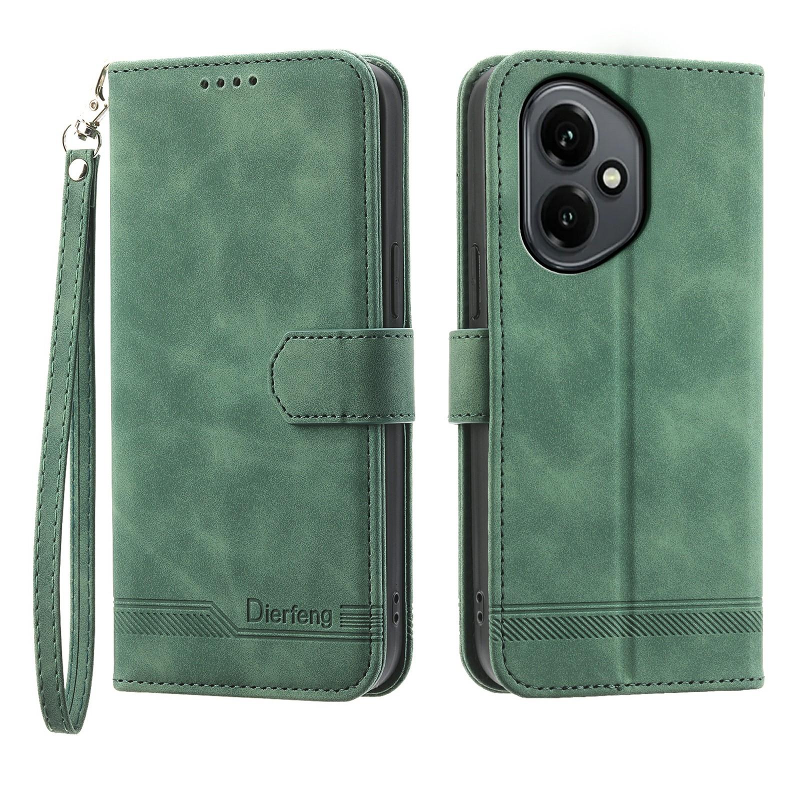 

DIERFENG DF-03 Для Honor 400 5G (Глобальный) Чехол-книжка с тиснением, кожаный чехол для телефона Green