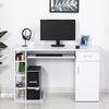 Ergonomic PC Desk with Table, Cabinet, Drawer and Pull-out Keyboard Tray, White, 120x60x74cm