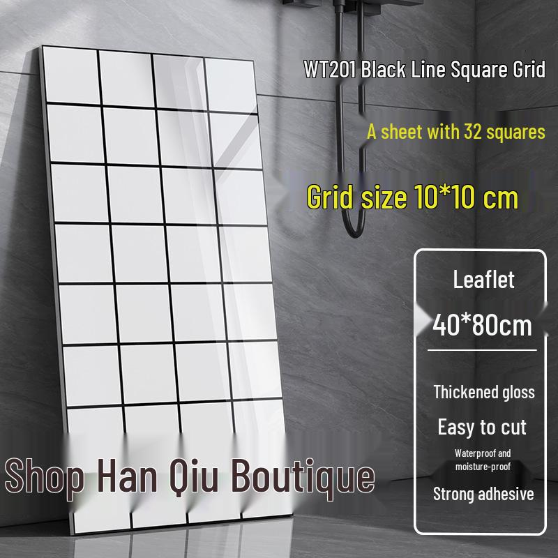 Self-Adhesive Grid Tile Wall Stickers for Bedroom, Living Room, Kitchen & Bathroom Renovation - Waterproof Decoration