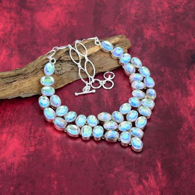 Collana con topazio mistico sfaccettato, collana in argento sterling massiccio 925, gioielli con pietre preziose fatti a mano, regali per la moglie, collana nuova di zecca