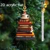 2D Acrylic Flat Printing Books Pendant Home Tree Window Hanging Decor Gift For Book Lovers Creative Book Christmas Tree Ornament