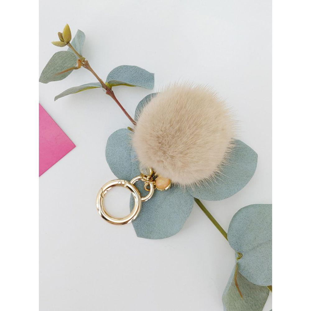 LALA Natural Mink Fur Keychain - L Beige