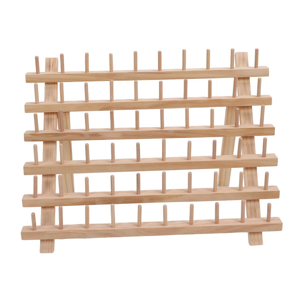 60 Spools Wooden Thread Rack DIY Easy Storage Safe Eco Friendly Beechwood Folding Thread Holder Thread Organizer for Quilting