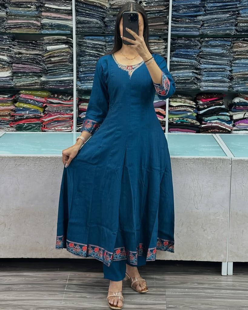 Women Designer Traditional Wear Kurta Pant Dupatta Set Indian Bollywood Top Tunic Kurti