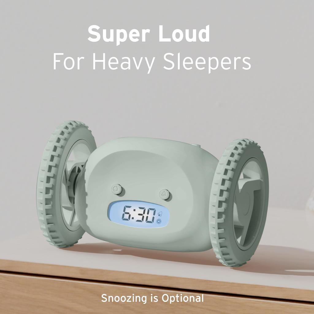Clocky Super Loud Alarm Clock for Wheel Easy To Super Smart Snooze Digital Bed Shaker Alarm Funny Gift for and Bedrooms Sleepers, Roll-Away Vibration,