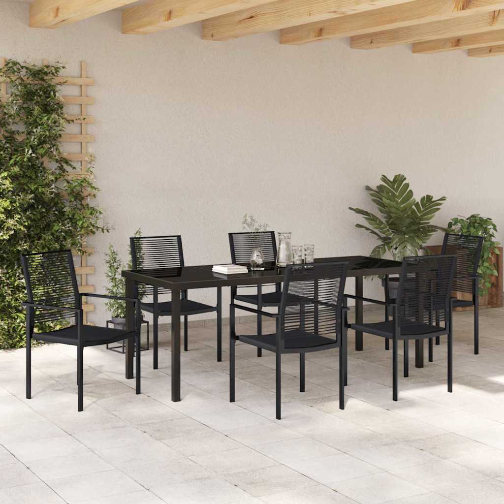 Garden Dining Set 7 pcs Black Powder Coated Steel