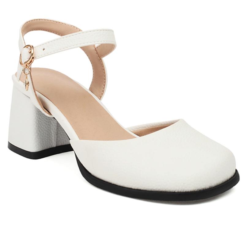 

Женские сандалии с закрытым носком Летняя обувь Элегантные Синие Зеленые Телесные Женские Сандалии с ремешком на щиколотке Вечерние Свадебные Офисные Туфли Удобные 35 белый