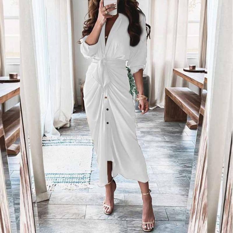 DICFY Women's Fashion Summer Spring V-Neck 3/4 Sleeves Casual Dresses