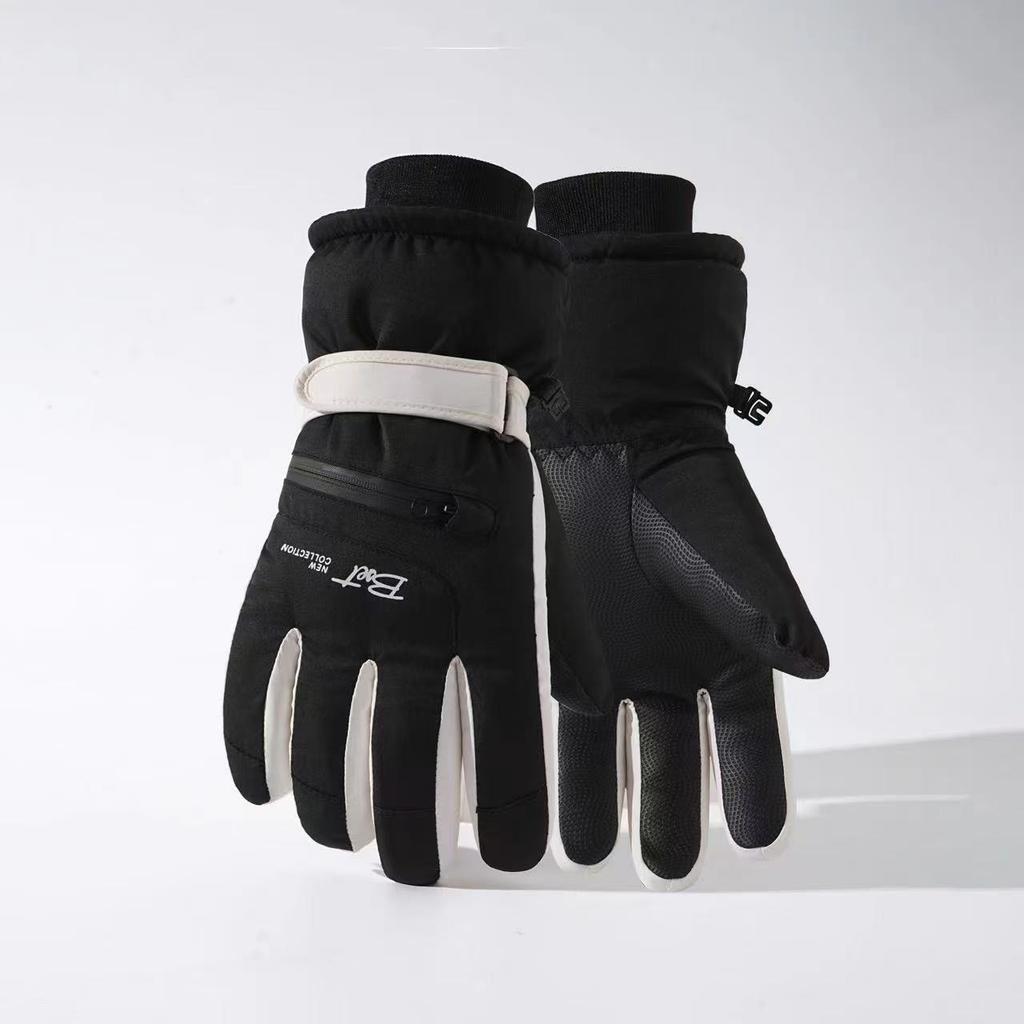 Customized Ski Gloves for Women's Outdoor Riding, Piled and Thickened, Non-slip, Anti-splashing, Windproof Sports, Warm Hands