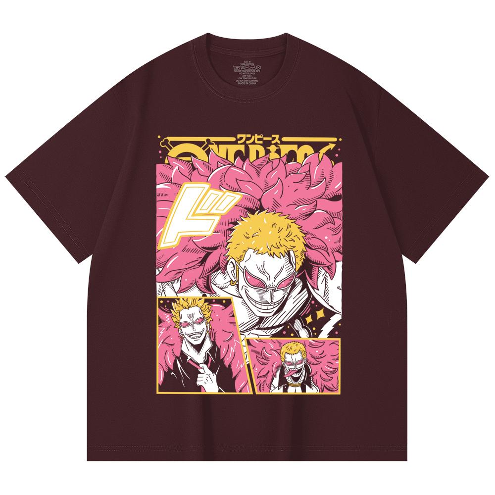 

230 Gsm 100% Cotton One Piece V45 Doflamingo Print Unisex Heavy Cotton T Shirt 2XL вина червоного кольору