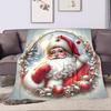 Christmas Santa with Festive Wreath Illustration Patterned flannel blanket perfect for the bedroom living room, sofa, or a little nap