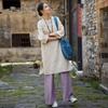 Vintage-Inspired Cotton Linen Qipao: Frog Button Women's Long Shirt