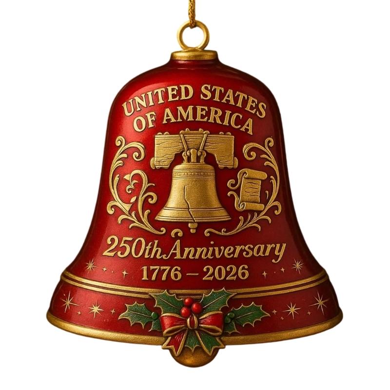 1776-2026 United State 250th Anniversary Bells Ornament Christmas Bells with Commemorative Detailing Gradens Home Decors