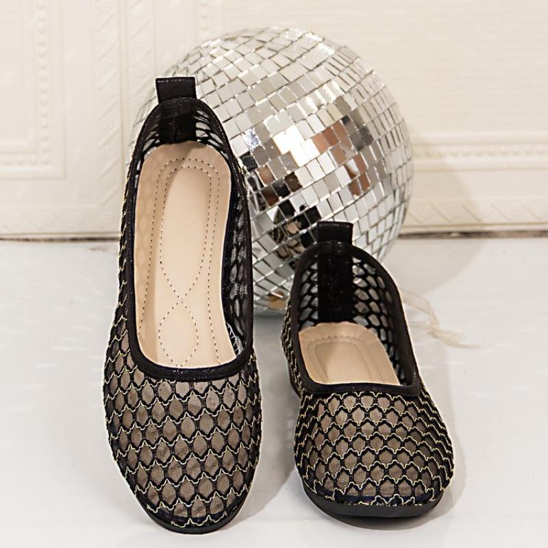 Fashion Air Mesh Hollow-carved Design Women Flat Shoes  Ladies Shoes Round Toe